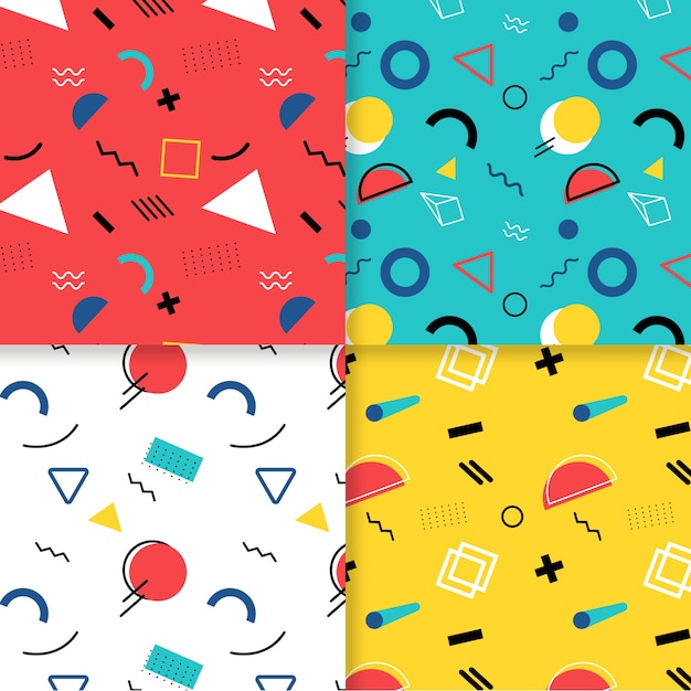 Free vector memphis pattern collection