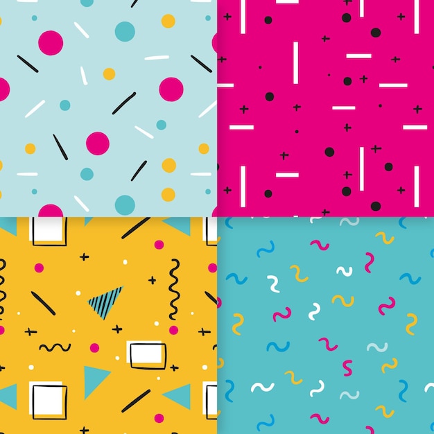 Free vector memphis pattern collection