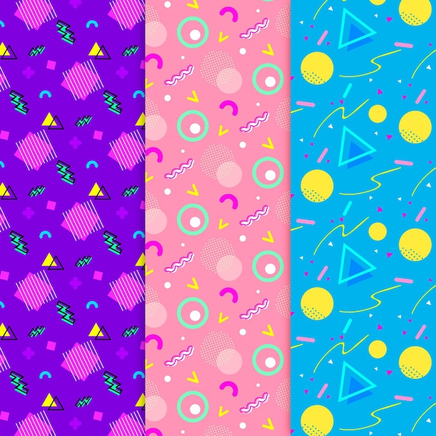 Free vector memphis pattern collection