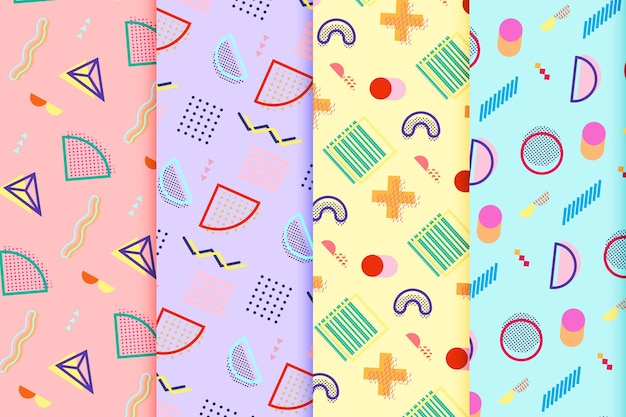 Free vector memphis pattern collection