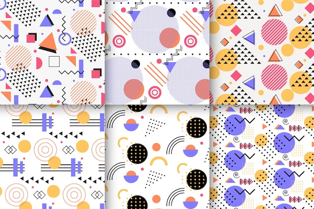 Free vector memphis pattern collection