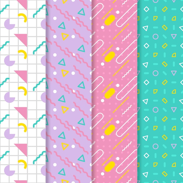 Free vector memphis pattern collection