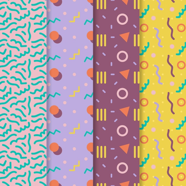 Free vector memphis pattern collection