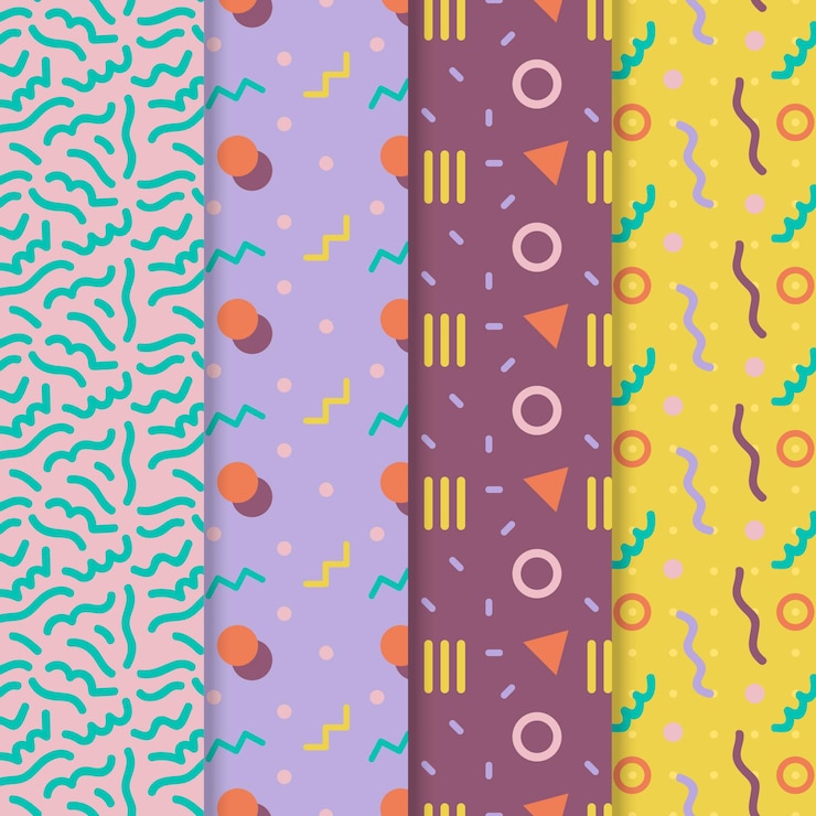 Free Vector memphis pattern collection