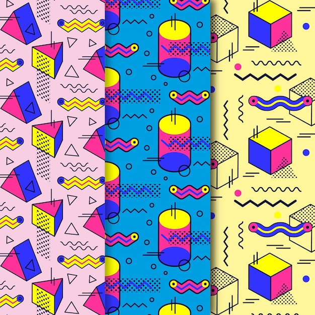 Free vector memphis pattern collection