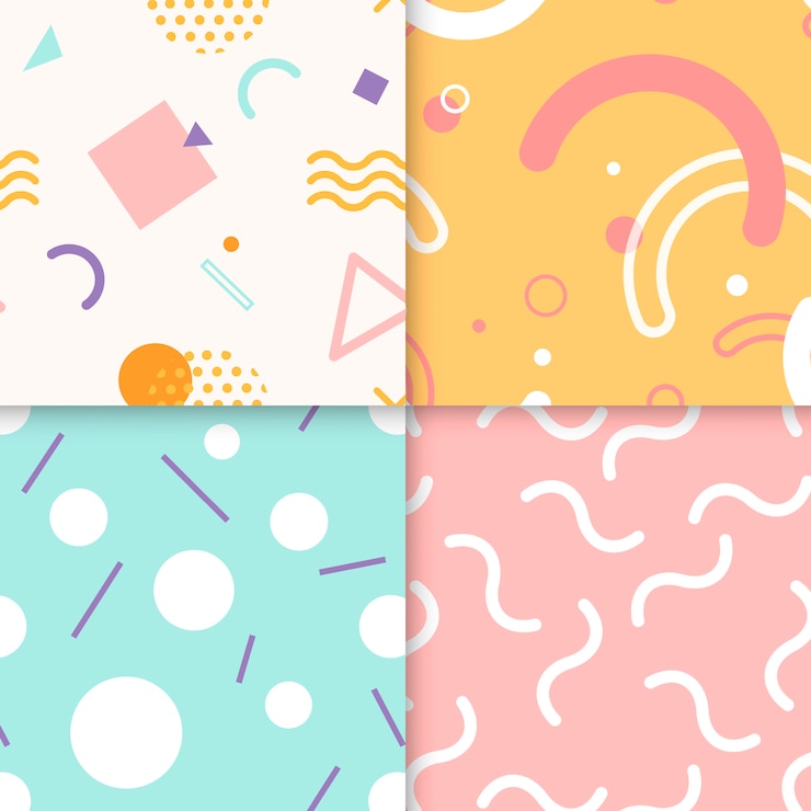 Free Vector memphis pattern collection