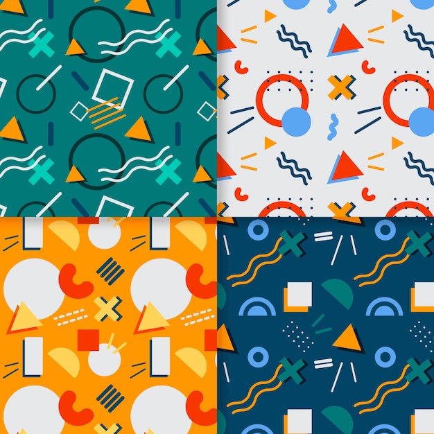 Free vector memphis pattern pack