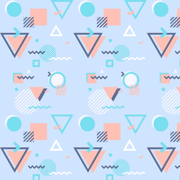 Free vector memphis pattern with geometric shapes