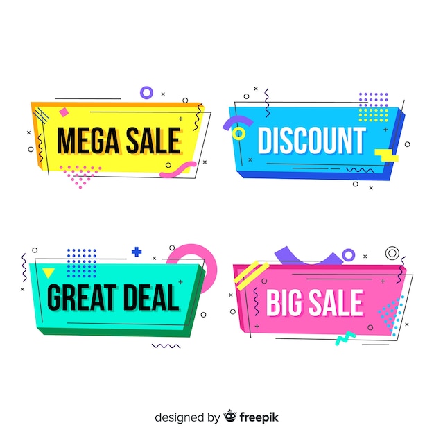 Free vector memphis sale banner collection