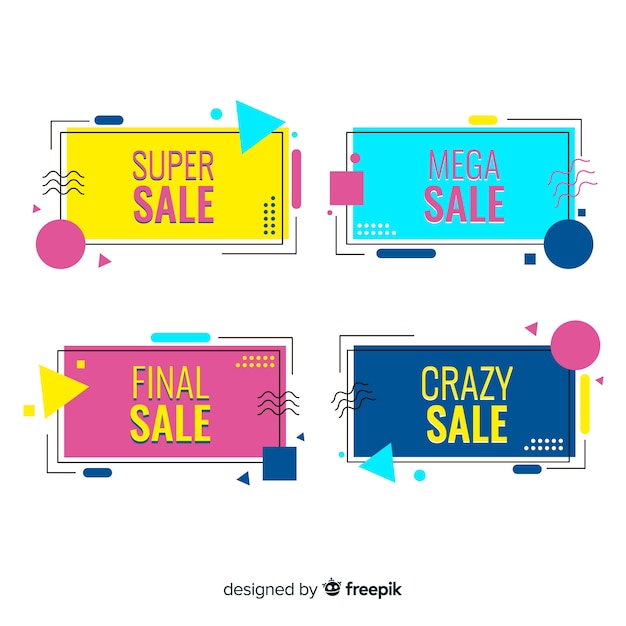Free vector memphis sale banner collection