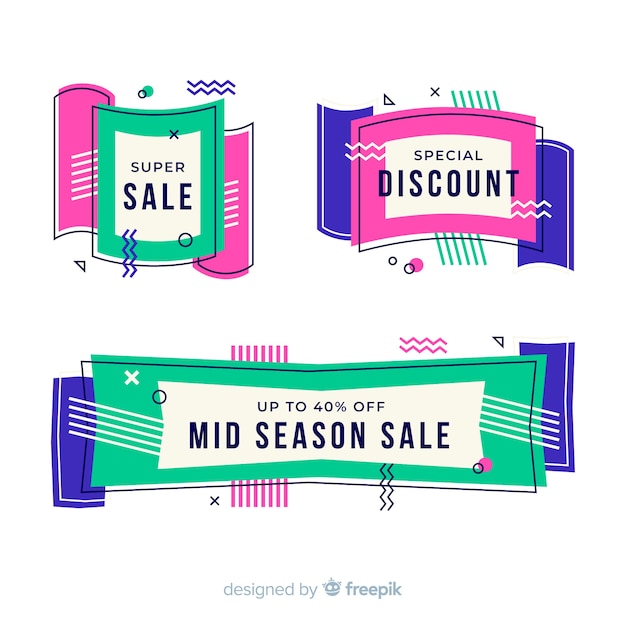 Free vector memphis sale banner collection