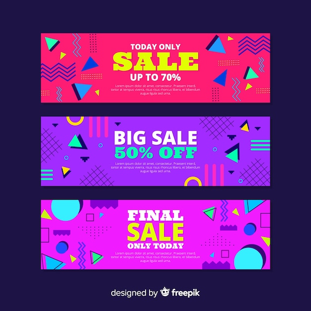 Free vector memphis sale banner collection