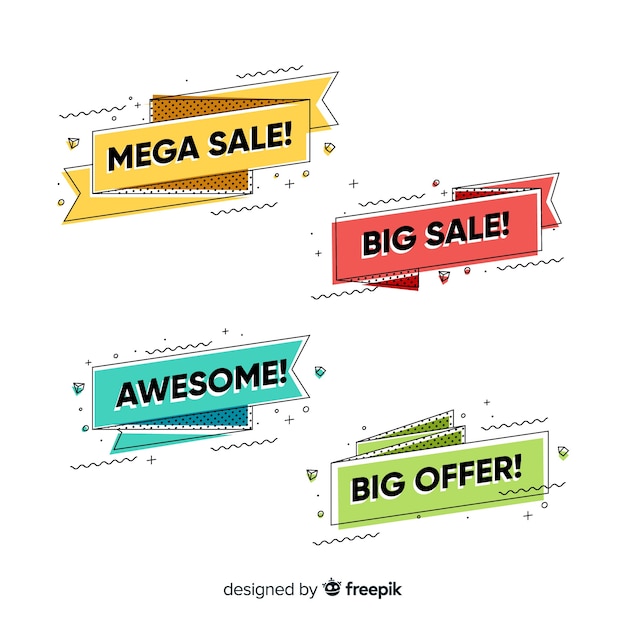 Free vector memphis sale banner collection