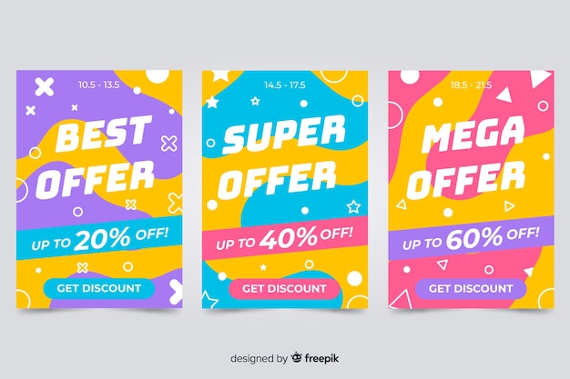 Free vector memphis sale banner templates collection