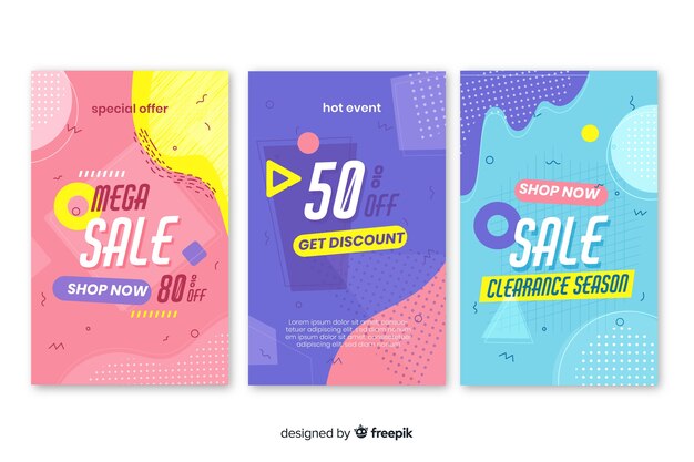 Memphis sales banner template collection