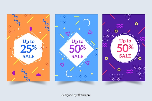 Memphis sales banner templates collection