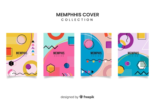 Free vector memphis style brochure template collection