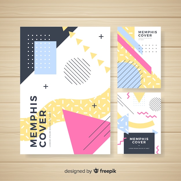 Free vector memphis style brochure template collection