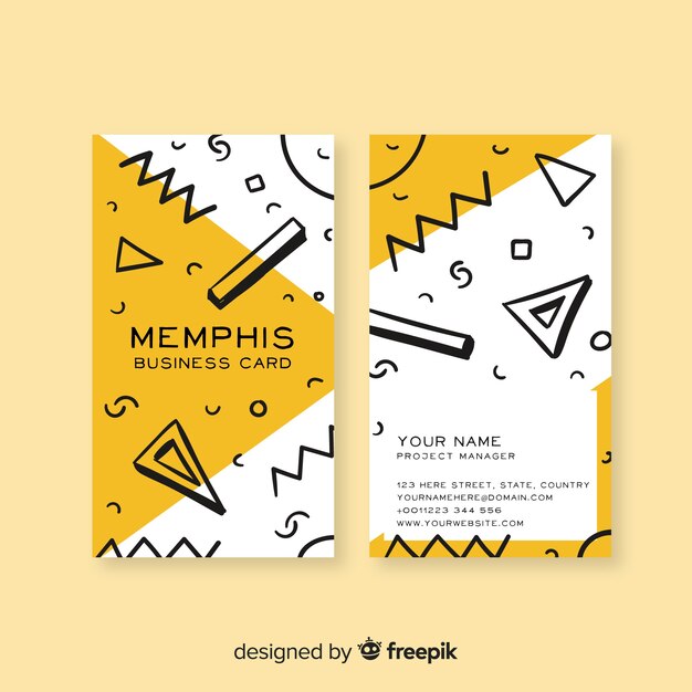 Memphis style business card template