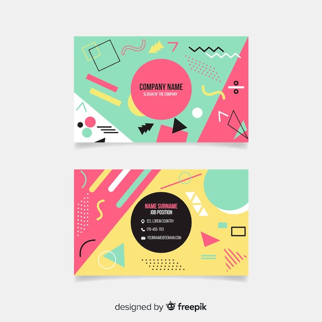 Memphis style business card template