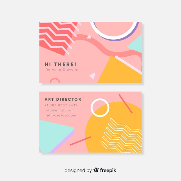 Memphis style business card template