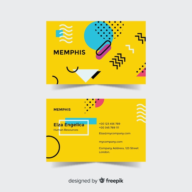 Memphis style business card template