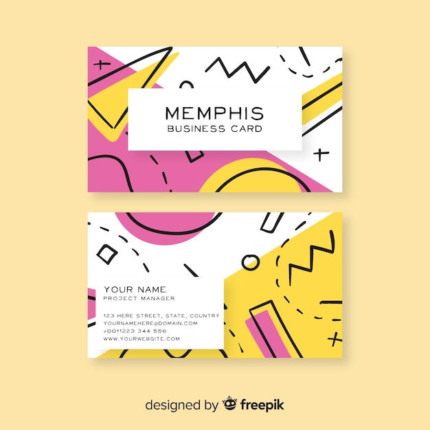 Memphis style business card template