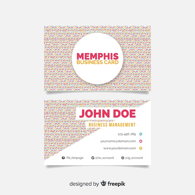 Free vector memphis style business card template