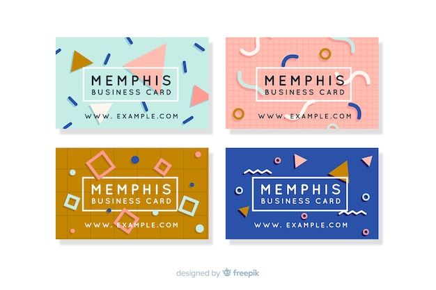 Memphis style business card template