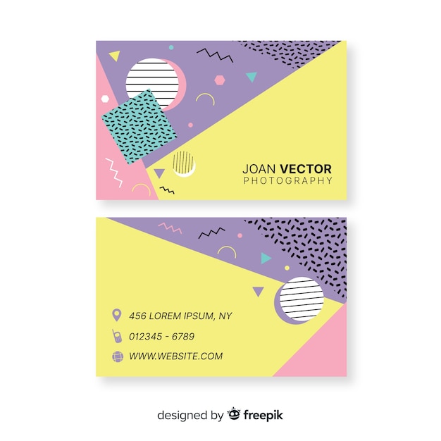 Бесплатное векторное изображение Шаблон визитной карточки в стиле мемфис