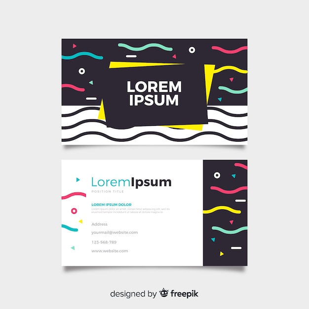 Memphis style business card template