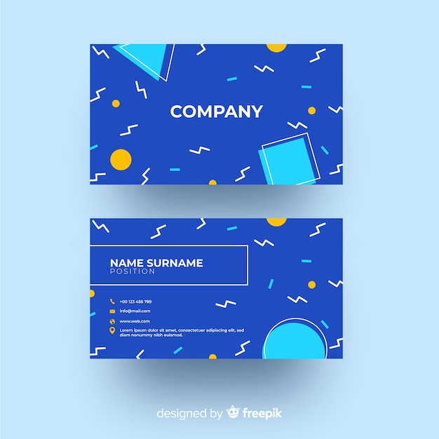 Free vector memphis style business card template