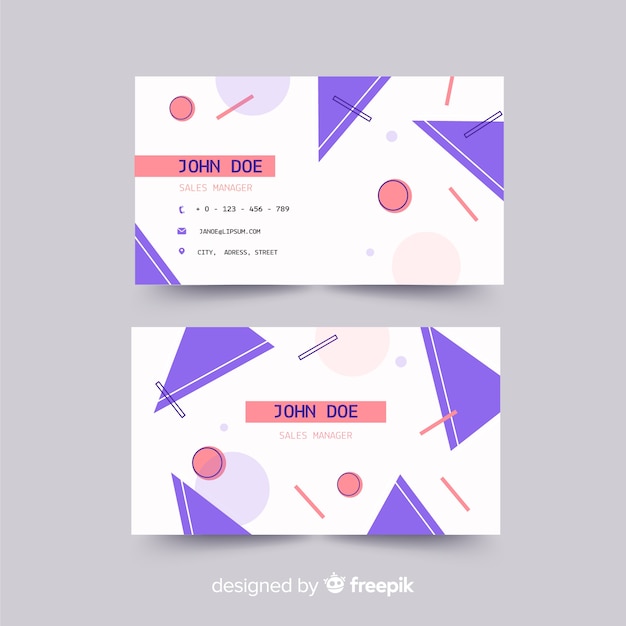 Memphis style business card template