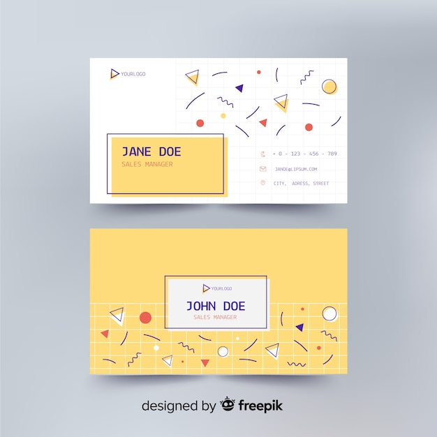 Memphis style business card template