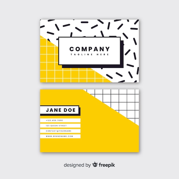 Memphis style business card template