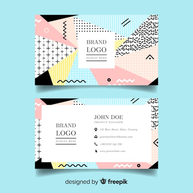 Free vector memphis style business card template