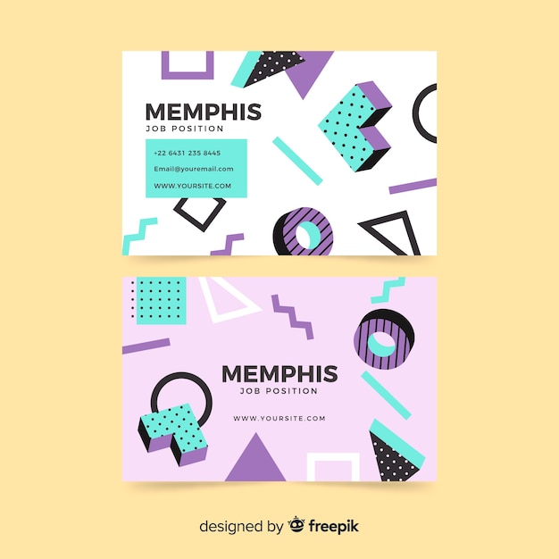 Memphis style business card template