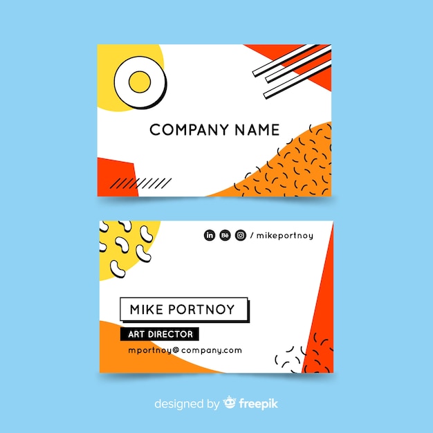 Memphis style business card template