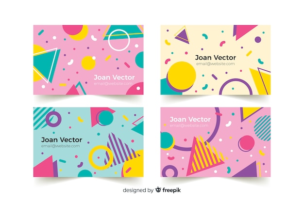 Memphis style business card templates