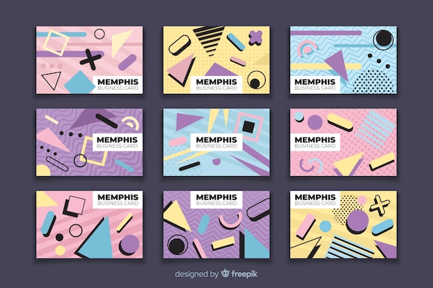 Free vector memphis style business card templates