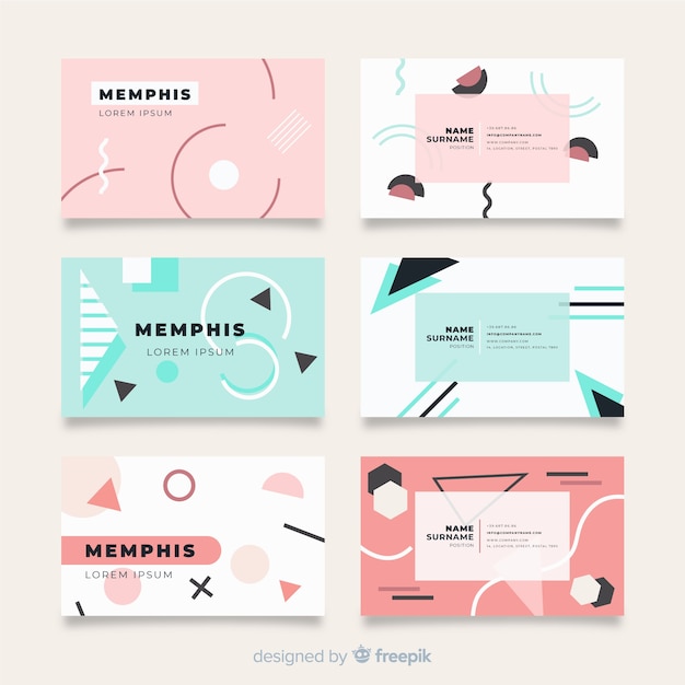 Memphis style business card templates