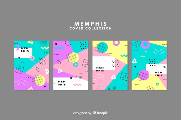 Vettore gratuito collezione di cover in stile memphis