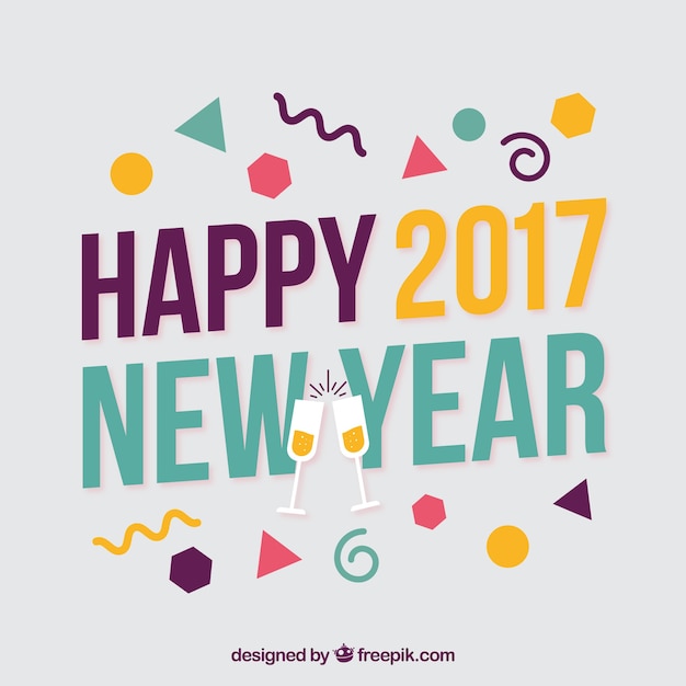 Memphis style happy new year 2017 background