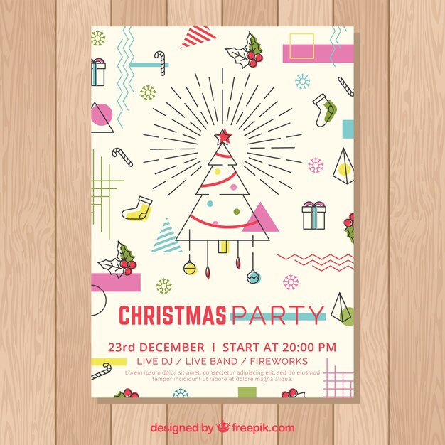 memphis style poster for a christmas party
