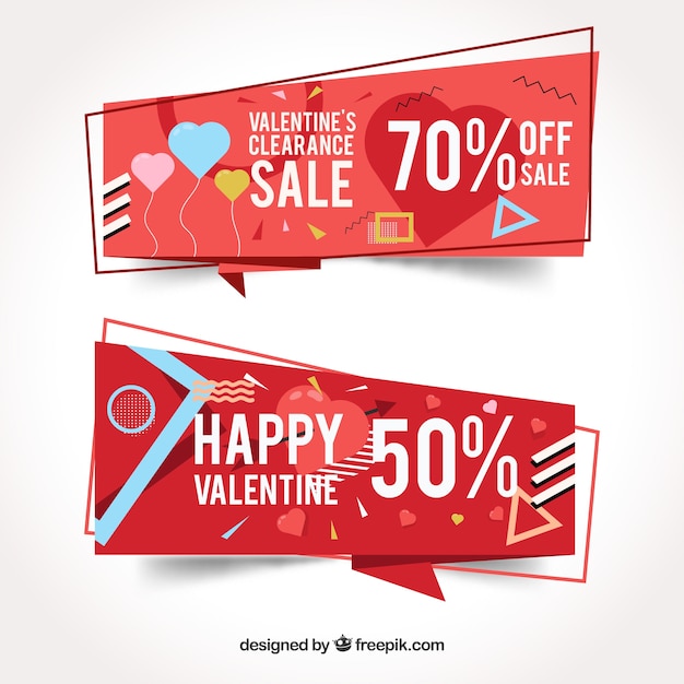 Memphis style valentine's day sale banners
