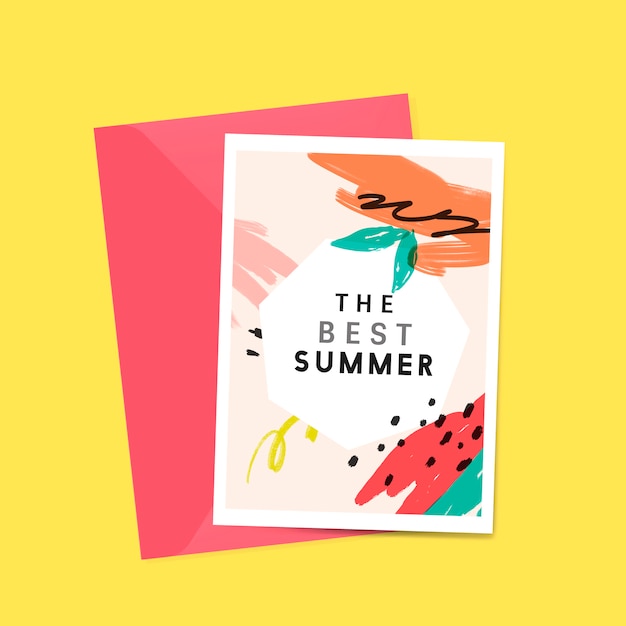 Vettore gratuito memphis summer card design vectorstampa