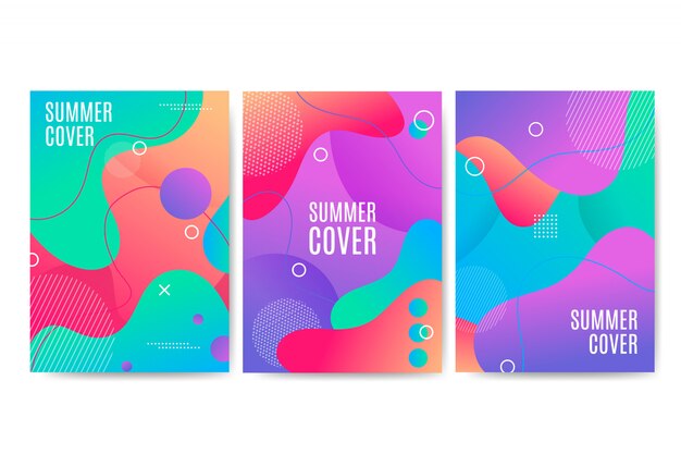 Free vector memphis summer cover collection