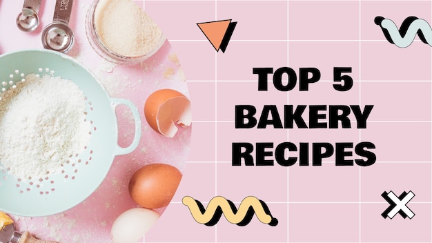 Free vector memphis top 5 bakery recipes youtube thumbnail