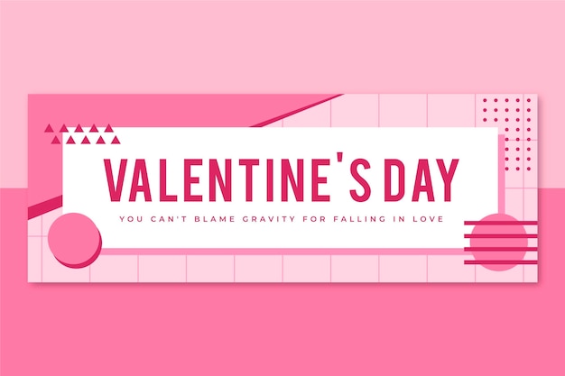 Valentine’s Day Facebook Cover Template in Memphis Style – Free Vector Download