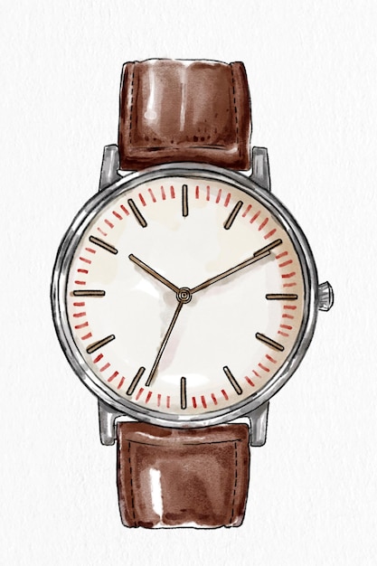 Мужские кожаные наручные часы вектор рисованной моды эскиз